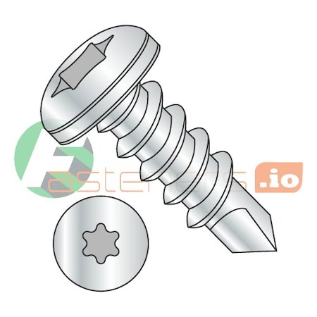 Newport Fasteners Self-Drilling Screw, #8 x 3/4 in, Plain 18-8 Stainless Steel Pan Head Torx Drive, 4500 PK 266050